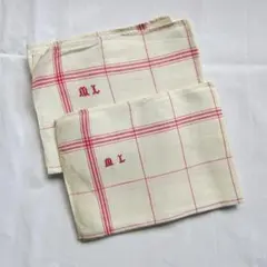 キッチンクロス 刺繍 未使用 コットンリネン フランスアンティーク