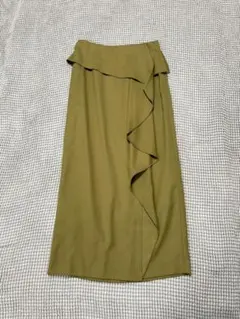 【FRAY I.D】カーキグリーン サイドフリル 巻きスカート風タイトスカート