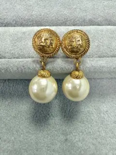 ソニアリキエルSRロゴ　フェイクパール　ドロップイヤリング