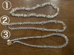 水晶　ビーズ　ネックレス　３種　クリスタル　クリアアクセサリー　3本セット