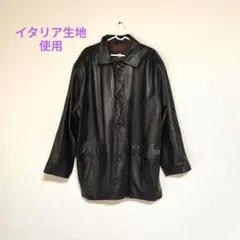 【美品】レザージャケット　ヴィンテージ　イタリア生地　ブラック　本革