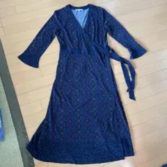 LAURA ASHLEY ラップワンピース ネイビー