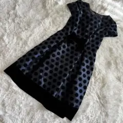 エムズグレイシー ワンピース ドット フレア 半袖 ネイビー M 38