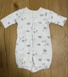 コットン製ロンパース 長袖 白