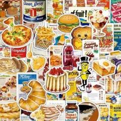 新品❣️ リアルファストフードシールレトロ風ステッカーコラージュ素材50枚入り