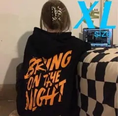 レディース トップス パーカー バックプリント 裏起 毛 ブラック 韓国 英字