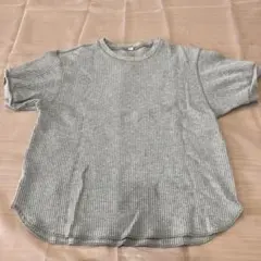 UNIQLO グレー 半袖ワッフルTシャツ Lサイズ