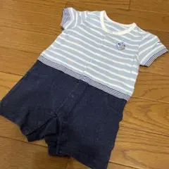 【美品】ミキハウス　ストライプロンパース