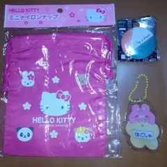 HELLO KITTY ミニナイロン小物入れ　バッチ　キーホルダー　３点 セット
