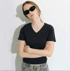 coca Vネックスムーストップス ブラックのサムネイル