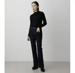 アズールバイマウジー　L ブーツカットデニム・フレアデニム 濃紺　ハイウエスト