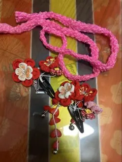 七五三 髪飾り 花モチーフ 赤 ピンク 豪華 高級 セット ちりめん