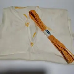 夏用クリーム色の帯揚げ 夏用オレンジ色の帯締めセット