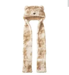 クマ耳付きフワフワファースカーフ