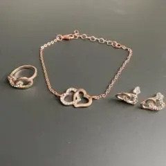 ローズゴールド　ハートモチーフ　アクセサリーセット