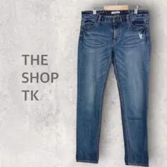 【ザ ショップ ティーケー】デニムパンツ L ダメージ加工 ジーパン コットンのサムネイル