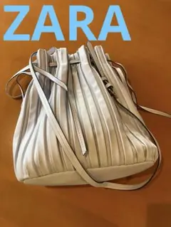 【ZARA】美品★大人気★巾着プリーツデザイン ショルダーバッグ