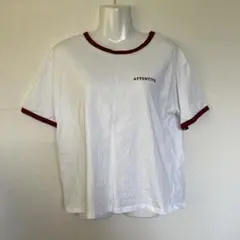ロゴプリント リンガーTシャツ ホワイト×レッド
