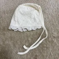 ホワイトレースフリルベビー帽子