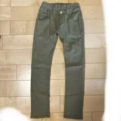 最終値下げ★カーキー色前後ポケット付のびのび ストレッチパンツ130cm女の子
