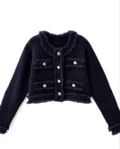 フリンジショート丈ニットカーディガン新品