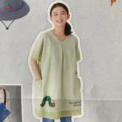 保育士エプロン　保育士スモック　はらぺこあおむし　チェックオパールチュニック