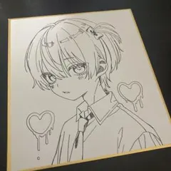 一点物】手描きイラスト 色紙 オリジナルキャラクター 原画 アナログ