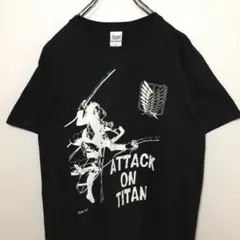 進撃の巨人 半袖 Tシャツ ビッグロゴ　サイズL 古着ミックス　マンガ 古着