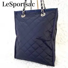 極美品 レスポートサック CHAIN N/S TOTE ディープシーブルーキルト CHAIN MINI N/S TOTE/ディープシーブルーキルト / LeSportsac