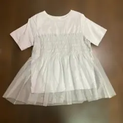 COLZA チュール切り替え 半袖カットソー Tシャツ　L 美品のサムネイル