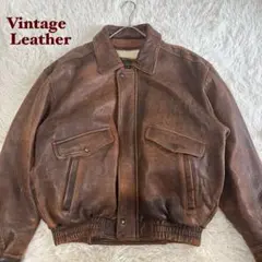 90's✨レザージャケット 本革　ボアライナー付　ブルゾン　深水光太　茶色　LL