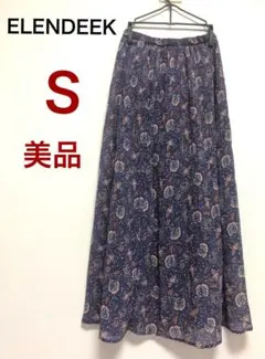美品✨ELENDEEK エレンディーク ロングスカート 花柄S ネイビー