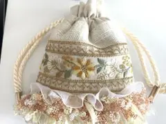 ハンドメイド　巾着袋　花柄