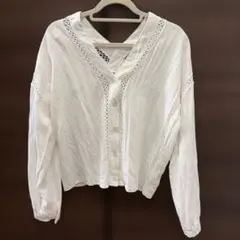 fifth フィフス　ブラウス　M レース　シワ加工