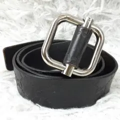 美品◎GUCCI グッチ ベルト GGロゴ スクウェアバックル 本革 イタリア製