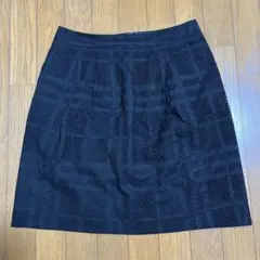 バーバリーロンドン　スカート　40 ブラック×チェック　レース