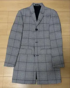 H&M グレー系 チェック柄 チェスターコート XS