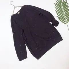 1-240【hushush】美品◎長袖トップス　ラメ　秋服　Uネック