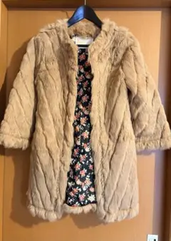 【希少・サンプル品】Noëla（ノエラ）花柄裏地 ファーコート ベージュ