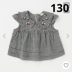 petit main いちご　ギンガムチェック 半袖シャツ130 ブラウス