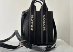 保存袋付 コーチ デンプシー 22 トート リファインド ペブル レザー 黒