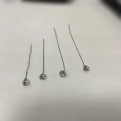 ストーン付き チェーンピアス 両耳用 2セット