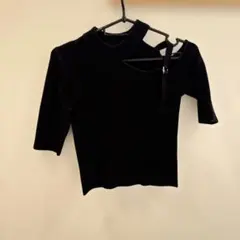 MURUA リブニット 半袖 ブラック