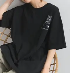 新品　Lupilien　ルピリアン　ビッグTシャツ　ポケット猫　ブラック　【F】のサムネイル