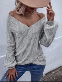 試着のみ☆サプリスネック ランタンスリーブ ラップトップス ニット