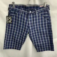 エヴィス Lot 7550 チェック ハーフショートデニムパンツ 日本製 32 