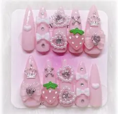 ネイルチップ 地雷系 量産型 リボン かわいい