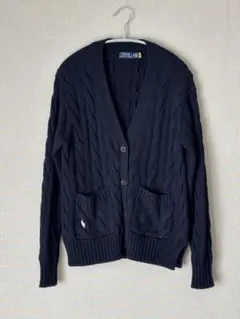 【美品】ラルフローレン カーディガン S ピマコットン ブラック　現行品 アメリカ古着 ラルフローレン コットンニットカーディガン