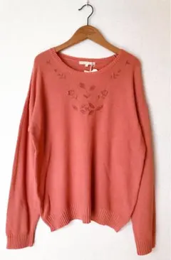 【新品タグ付き】ノースオブジェクトプチ　花　刺繍　ニット　サマーセーター　ピンク