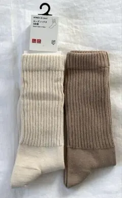 UNIQLO　ユニクロ　ルーズソックス/2足組　24-26　ナチュラルのサムネイル